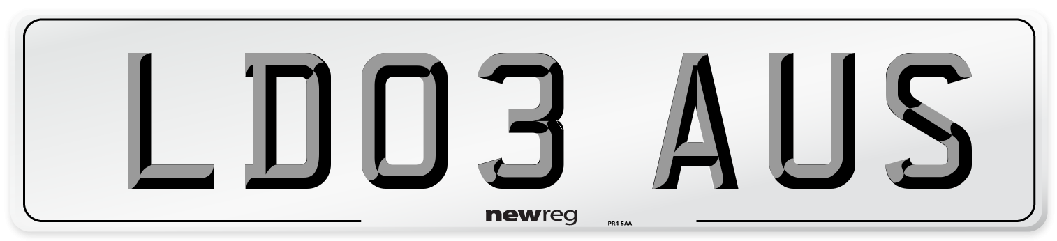 LD03 AUS Number Plate from New Reg
